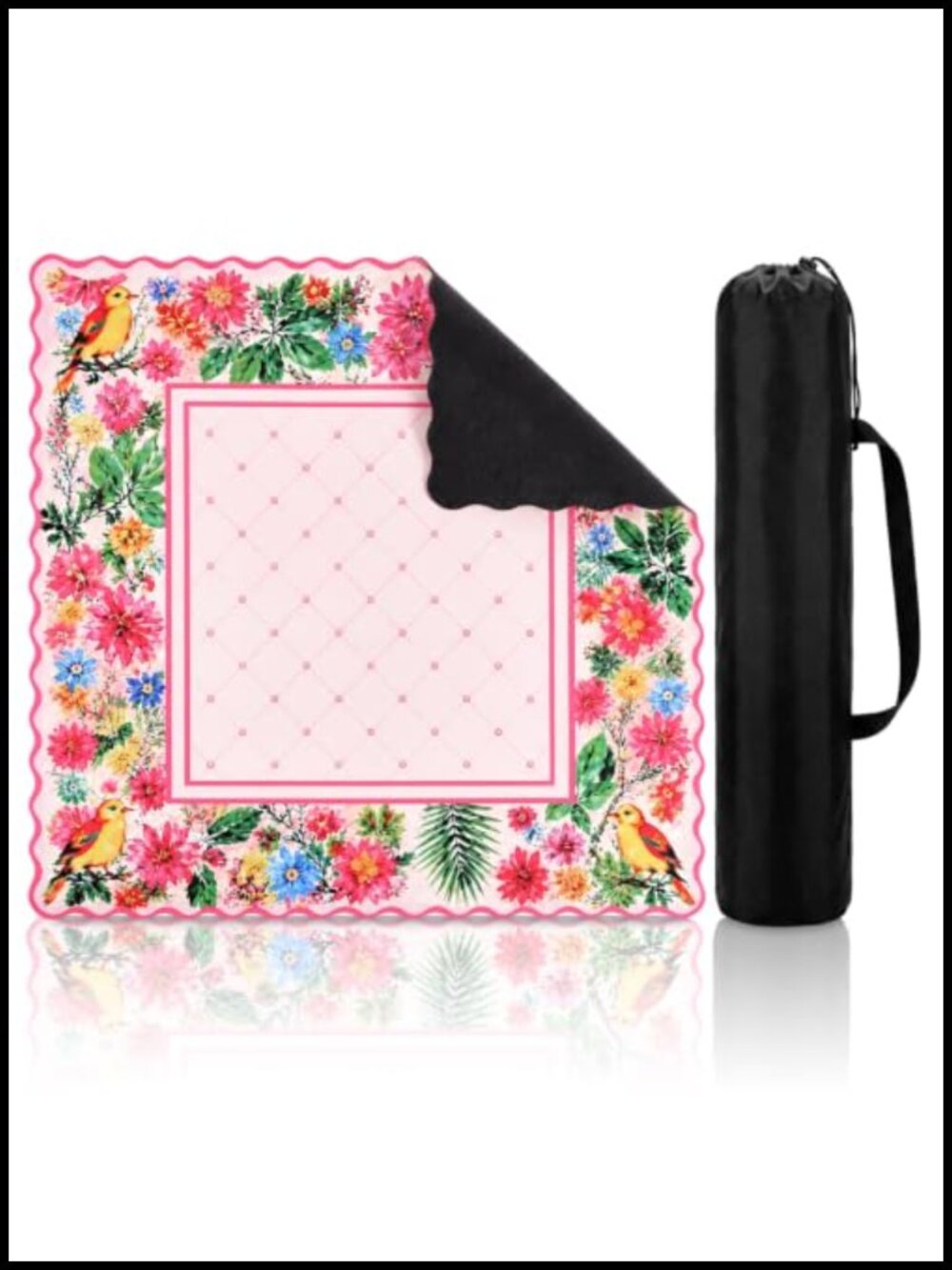 Scalloped Mahjong Mat with Carrying Bag, Anti-Slip Noise Reduction Gaming Mat